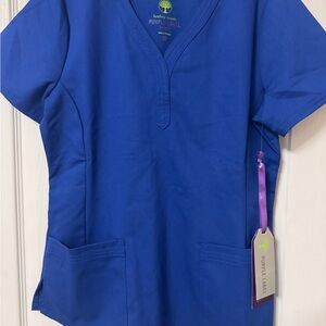 Healing hands royal Blue Scrub Top